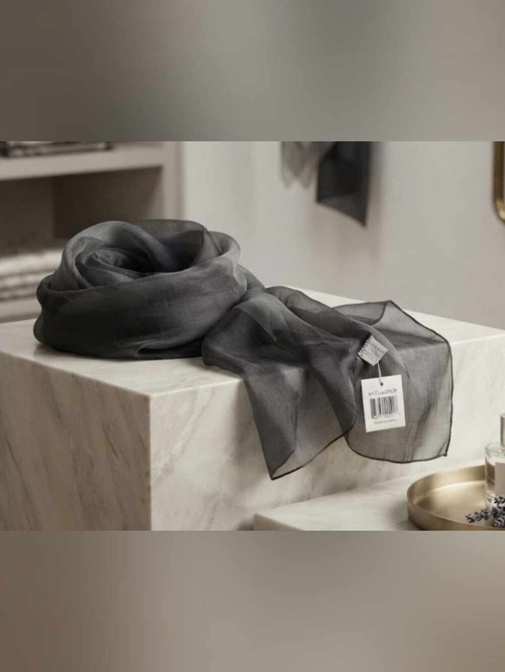 Elegant Ombré Charcoal Sheer Scarf